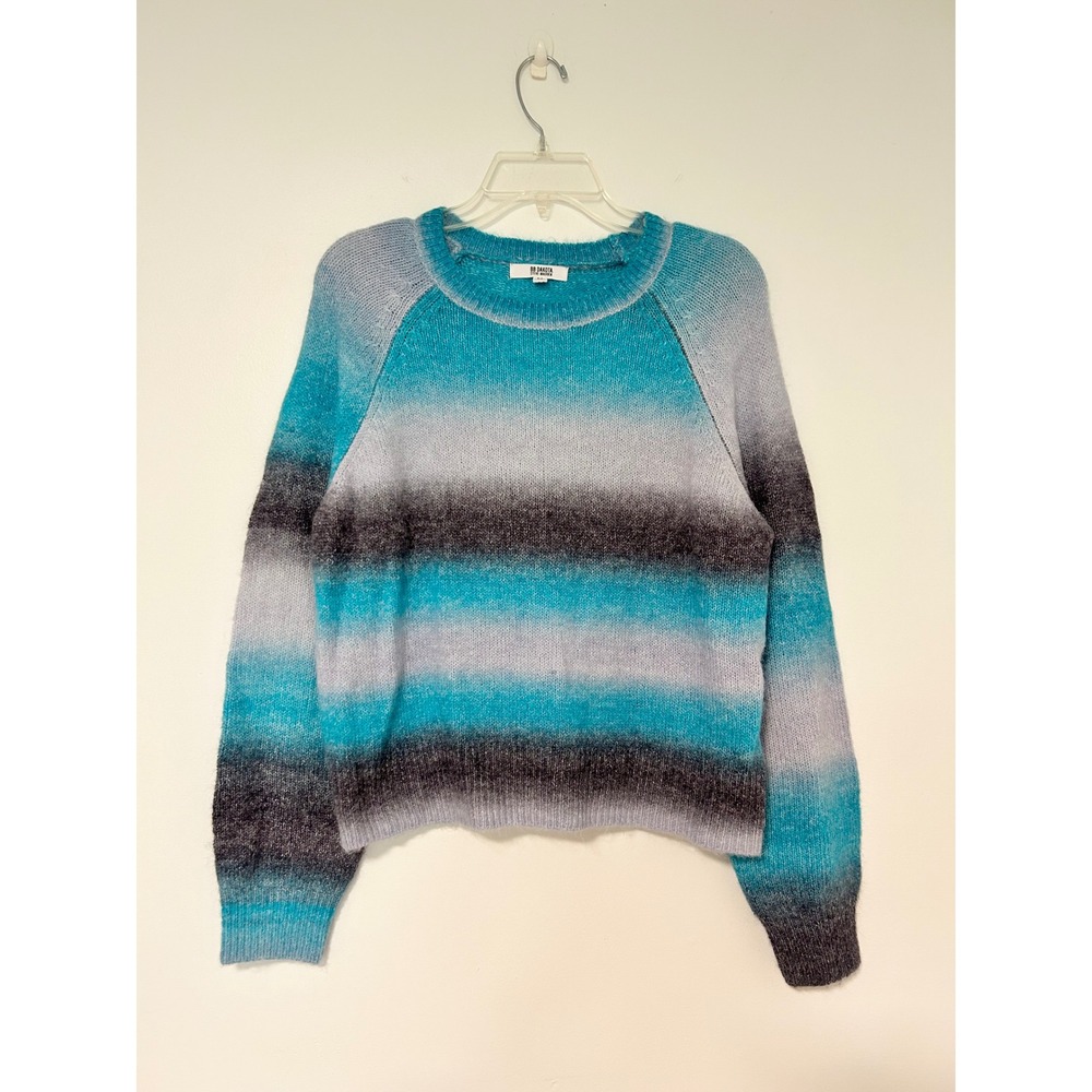 BB Dakota Steve Madden Ombre Striped Sweater Teal Blue Grey WOOL BLEND Medium M